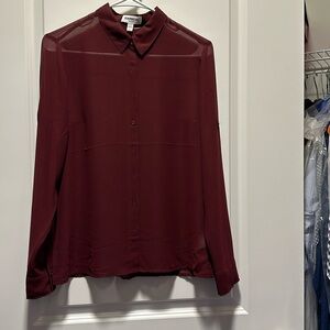 Express Sheer Button-up Blouse